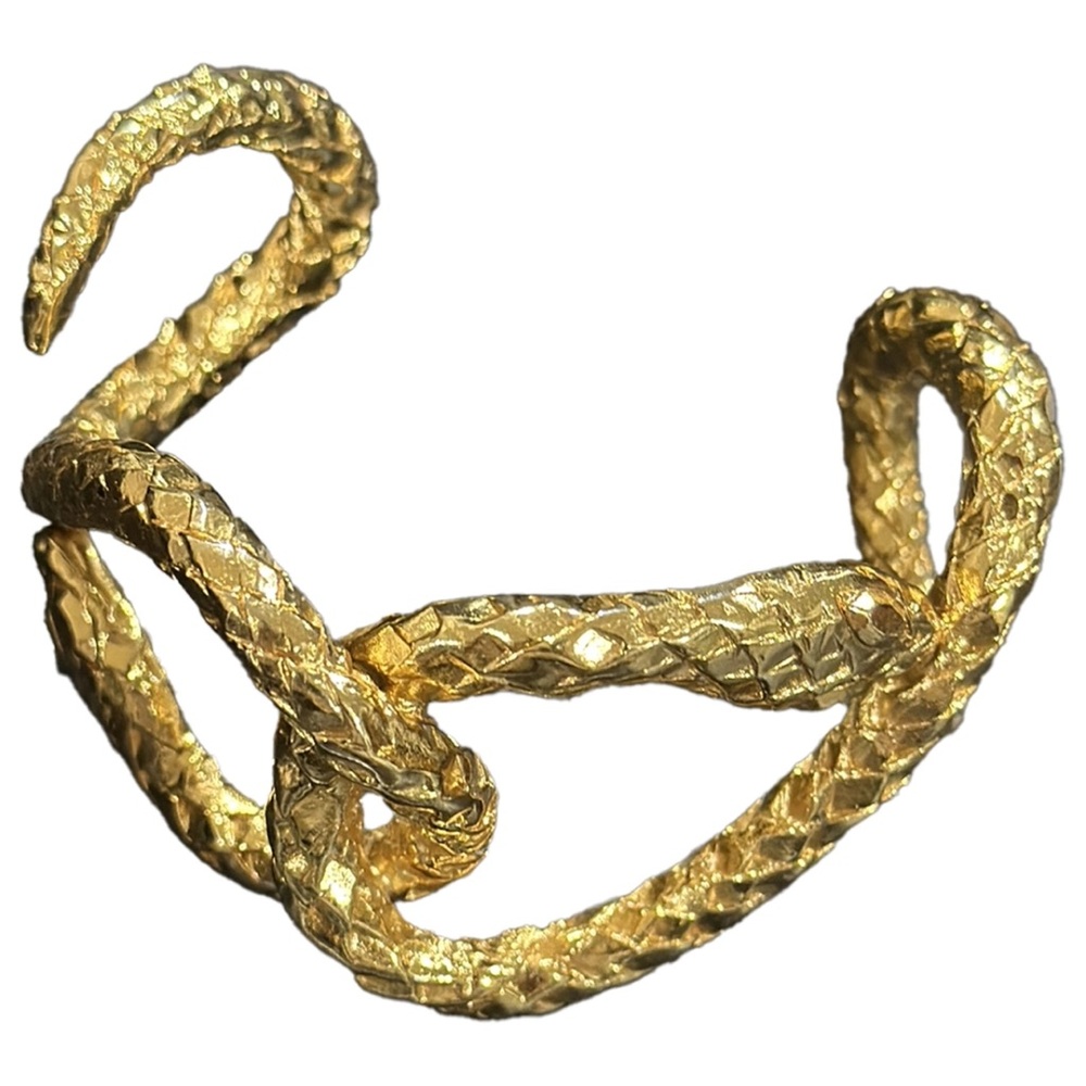 Rare Saint Laurent YSL engraved - Elegant Gold Wrap Around Snake Bracelet New